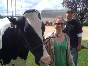 Sarah with a Cow